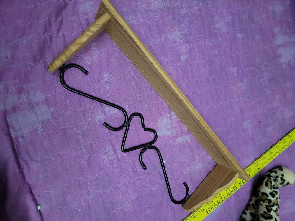 Wood And Metal Heart Shelf Retro Cottage